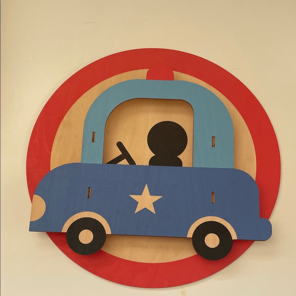 Blue and Red Car Wall Decor